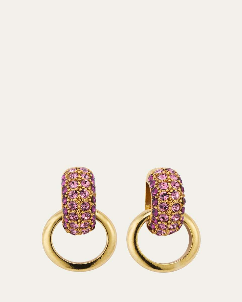 Pave Bull Horn Single Link Earrings